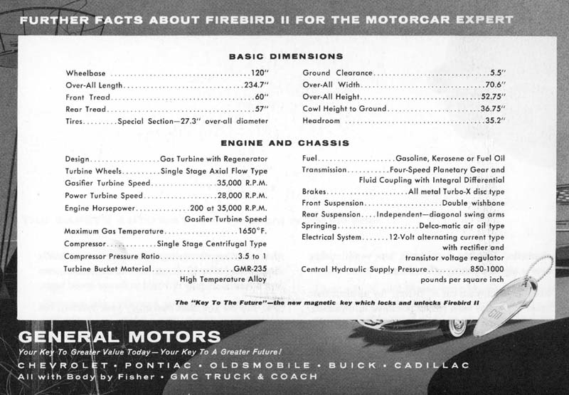 GM FIREBIRD II Family size gas turbine prototype 1956